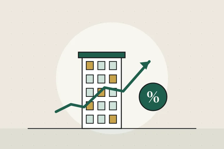 Illustration : immeuble locatif et courbe de rendement